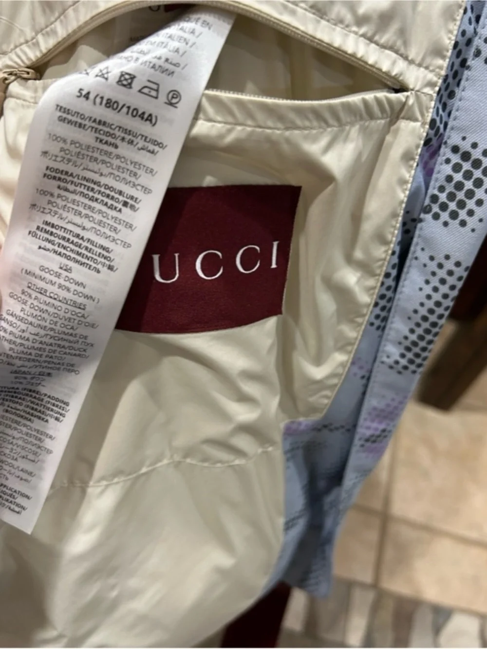 Gucci printed technical Poplin puffer jacket size 54/XXL made in Italy